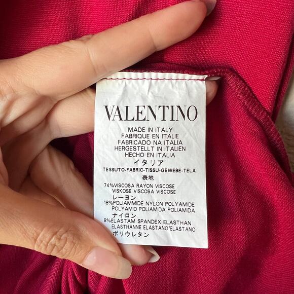 RED Valentino Red Scalloped Ruffle Sheath Dress Size Small - Picture 5 of 6